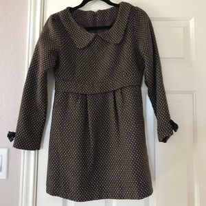 Brown polka dot long sleeved dress